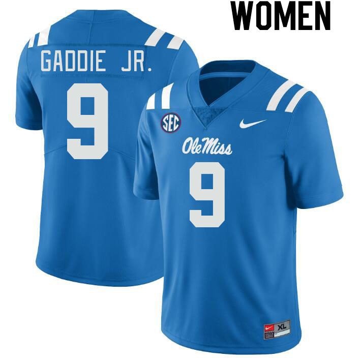 Women #9 DeShawn Gaddie Jr. Ole Miss Rebels College Football Jerseyes Stitched Sale-Powder Blue - Click Image to Close